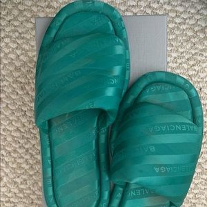 Balenciaga Hotel Logo Jacquard Slippers/Slides